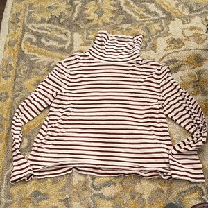 Madewell Burgundy and White Striped lightweight Long Sleeve Turtleneck